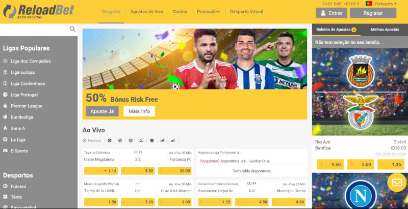 Página Inicial da ReloadBet