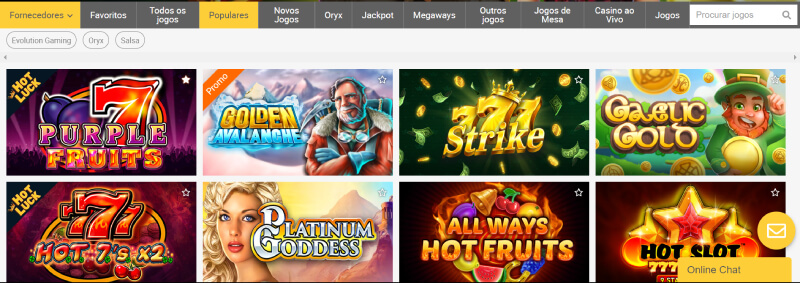 Filtros de Pesquisa dos Jogos no Casino da ReloadBet