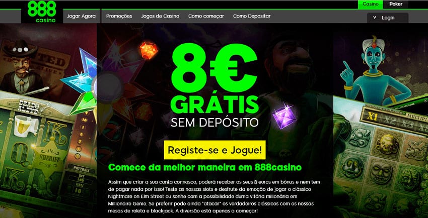 888 Casino Portugal oferece 8 euros grátis, sem depósito!