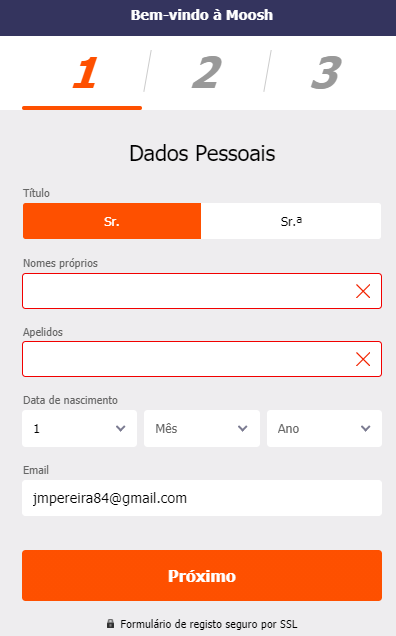 Registe-se na Moosh Apostas