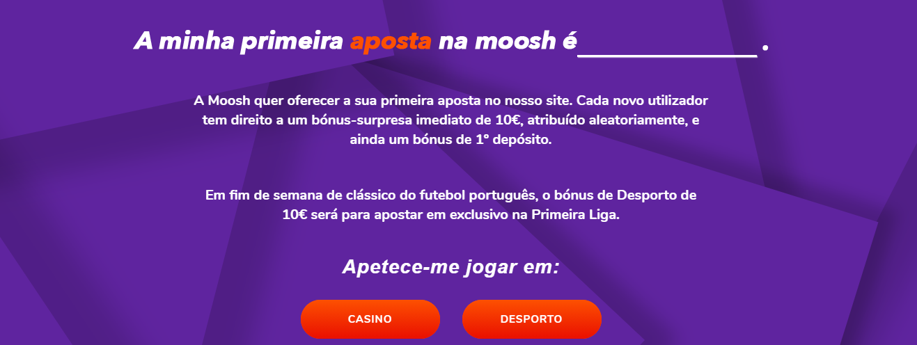 Código promocional Moosh | 10€ sem depósito