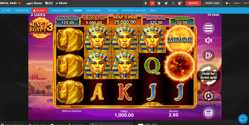 Jogar na slot sun of egypt 3 no casino Megapari