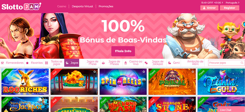 SlottoJam Portugal Casino: Bónus de 100% até 300€