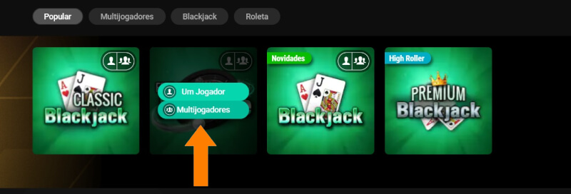 Botão para aceder ao modo multijogador da PokerStars