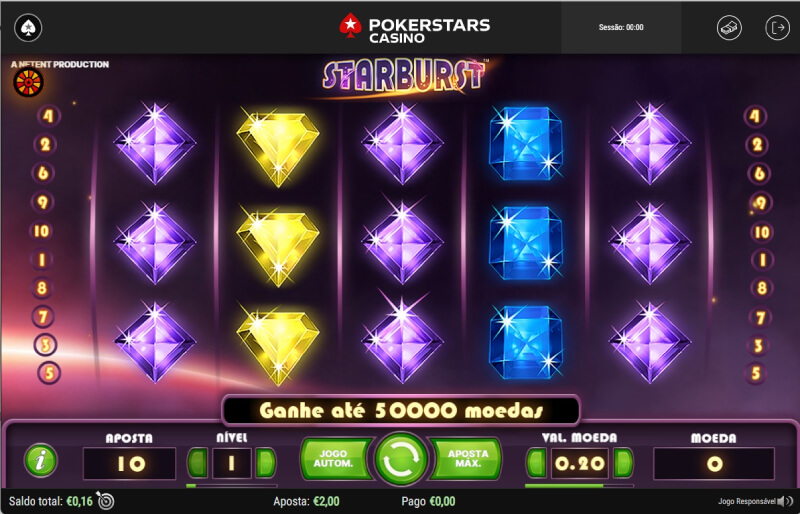 Slot machine Starburst no PokerStars casino