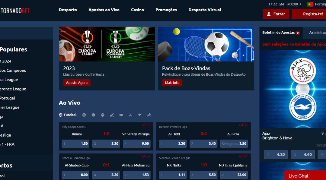 TornadoBet Portugal – Bónus Exclusivo 20€ Grátis [Review 2023]