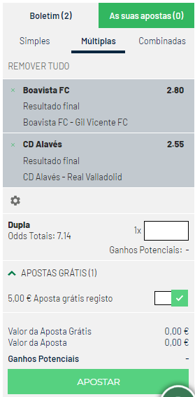 Aposta grátis 5€