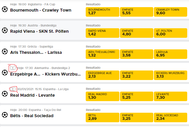 Veja eventos na Betclic TV!