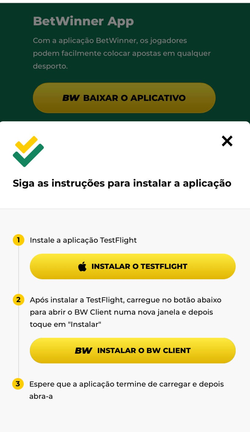 Jogue na Betwinner app IOS