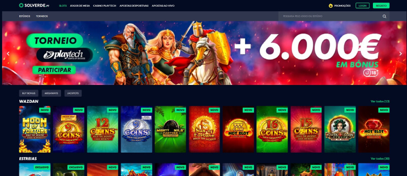 Homepage do Casino Solverde