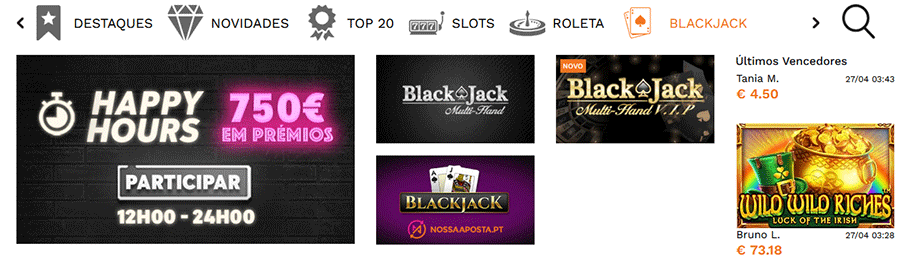 Blackjack na Nossa Aposta Casino