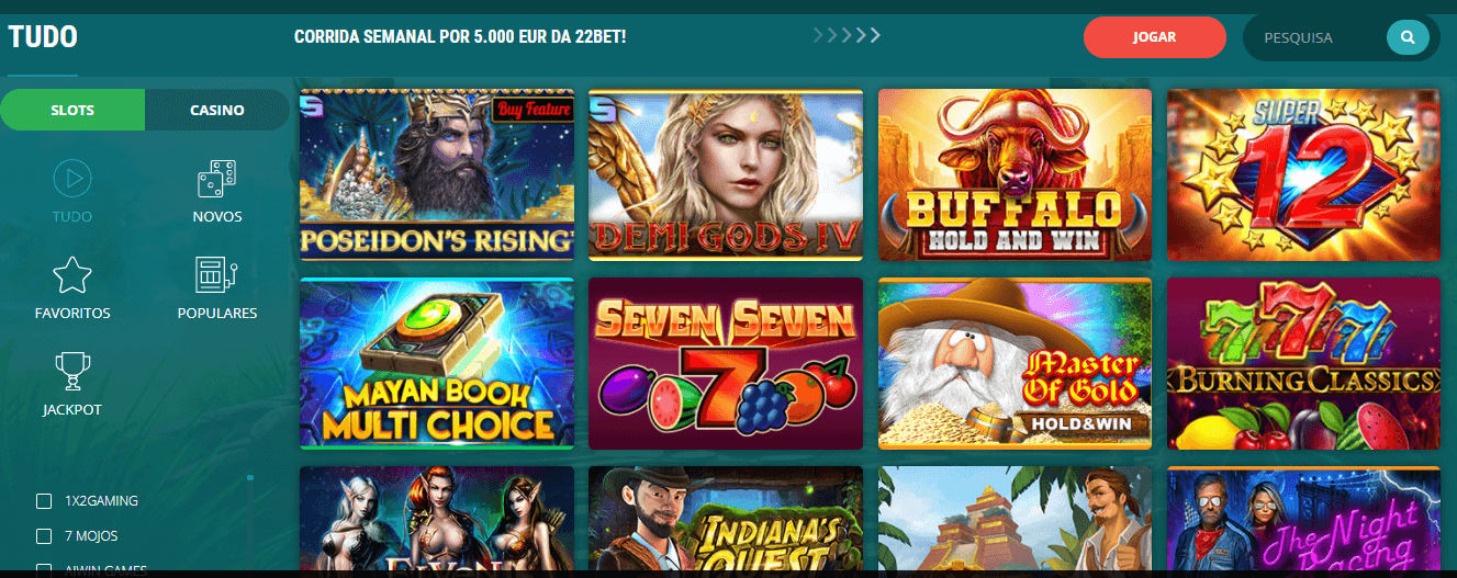 Jogue nas slots da 22bet casino