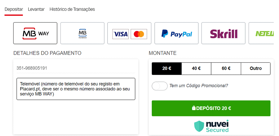 Métodos de Pagamento no Placard Online
