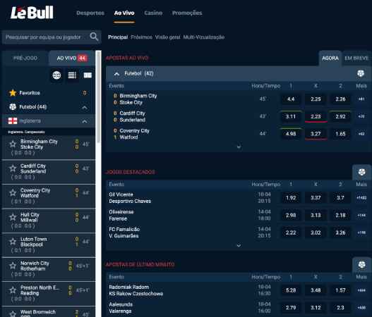 Apostas ao vivo na LeBull