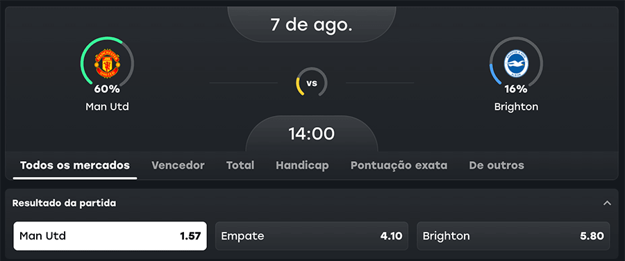 Exemplo sobre tipos de apostas