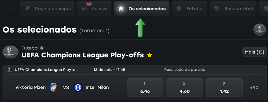 Guardar jogos nos favoritos