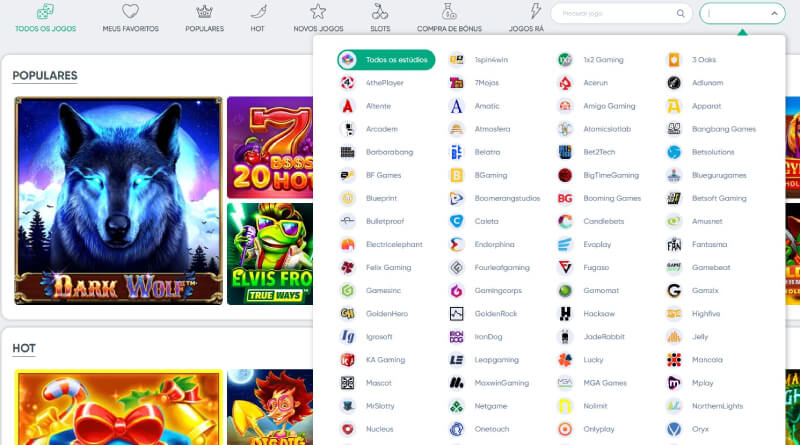 Categorias de Pesquisa dos Jogos no Casino da Ivibet
