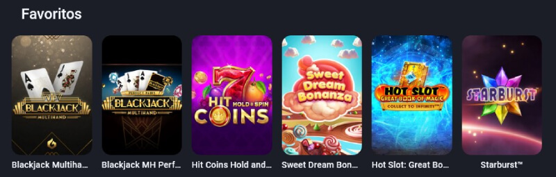 Separador de jogos favoritos no Twin Casino