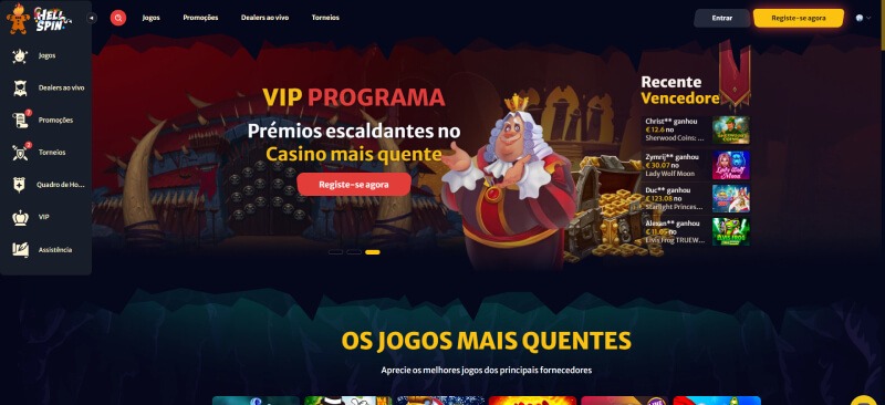 Homepage do Casino HellSpin