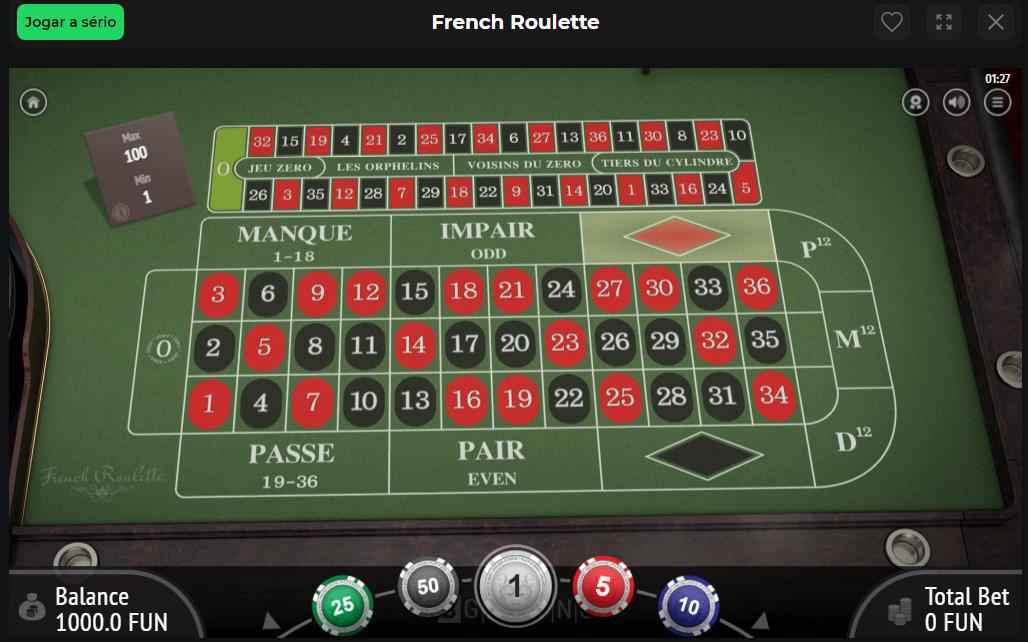 Roleta francesa no Betify Casino