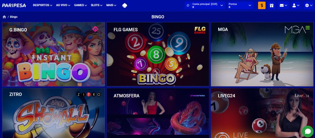 Raspadinhas, bingo e keno no Paripesa Casino