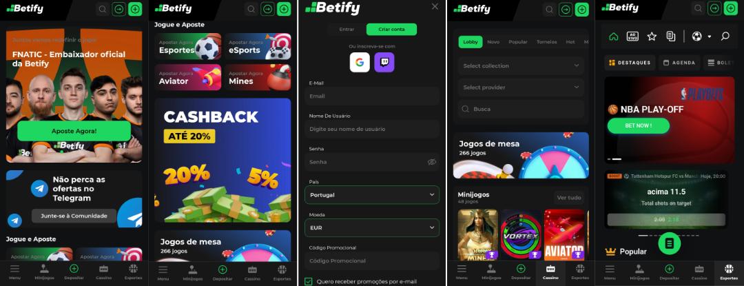 Betify versão mobile
