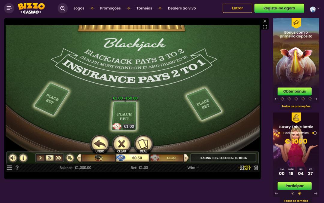 European Blackjack no Bizzo Casino