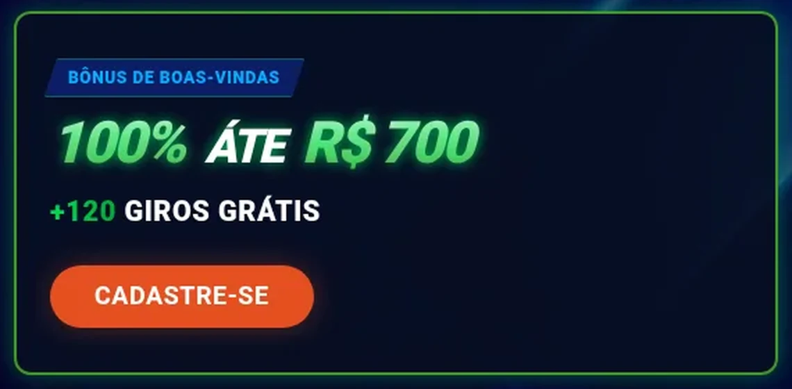 Oferta de boas-vindas do cassino da 20Bet: 100% até R$ 700 mais 120 giros grátis