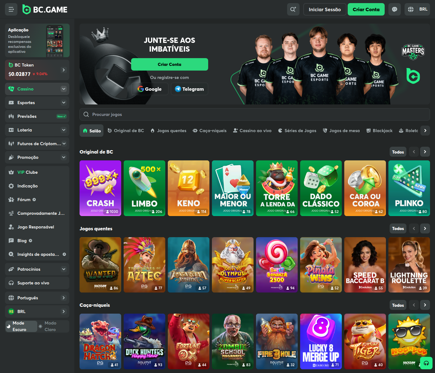Cassino da BC.Game com os jogos originais Crash, Limbo, Keno e Plinko