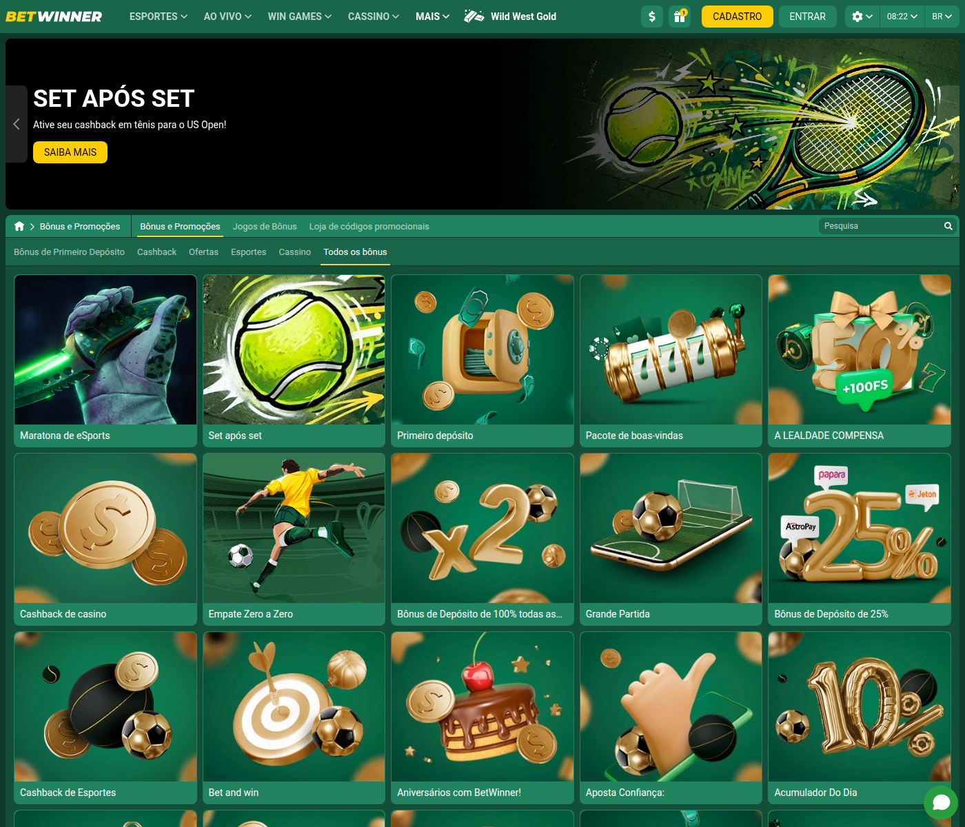 Promoções da BetWinner: pacote de boas-vindas, maratona de eSports e cashback