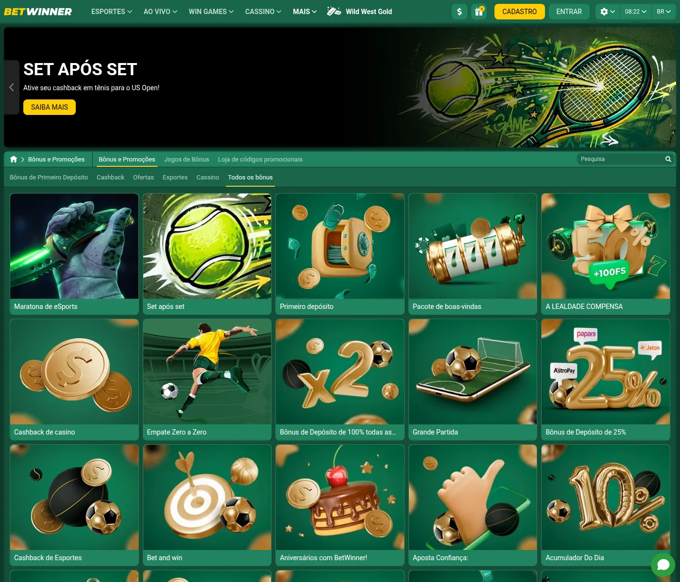 Promoções da BetWinner: pacote de boas-vindas, maratona de eSports e cashback
