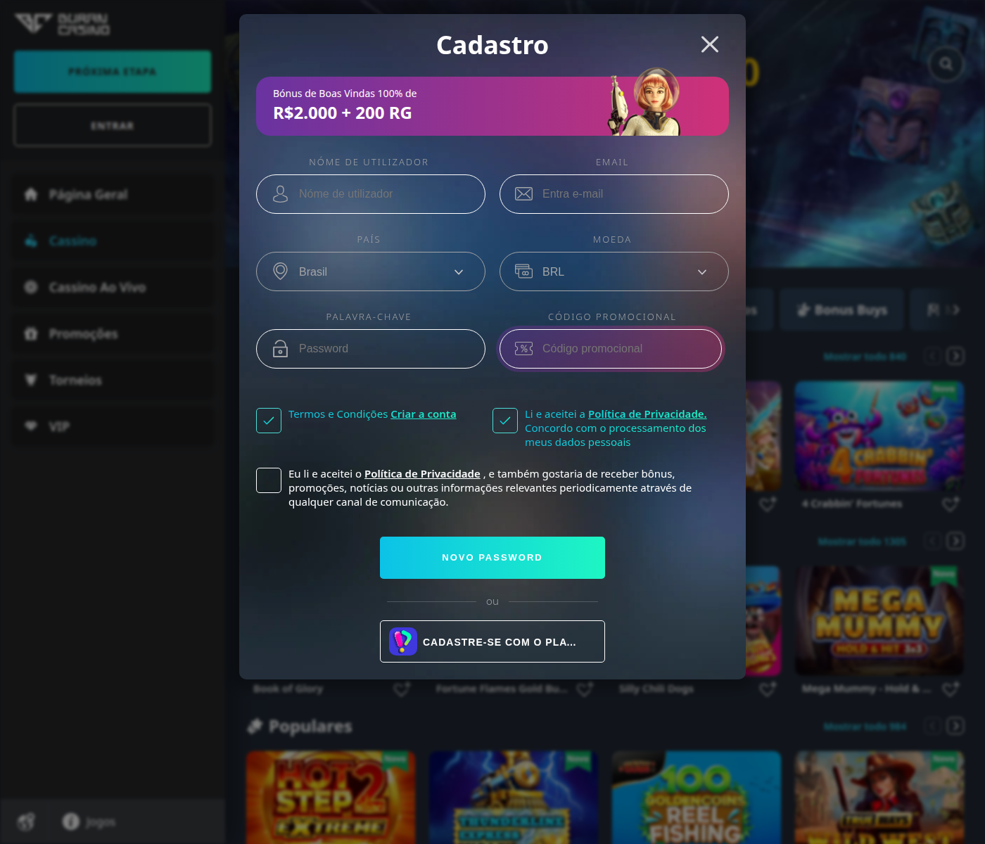 Catálogo do Buran Casino com 840 jogos no topo e demo em todos eles