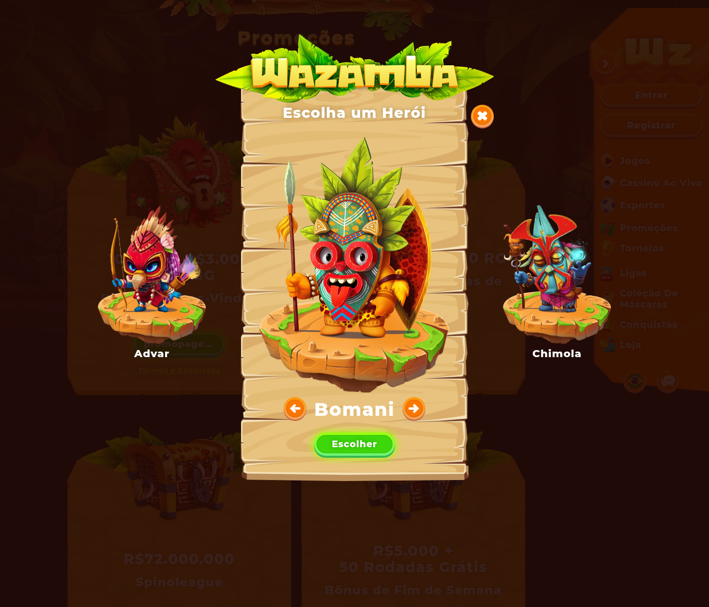 Promoções de cassino da Wazamba com cashback semanal de 15% até R$ 18.000