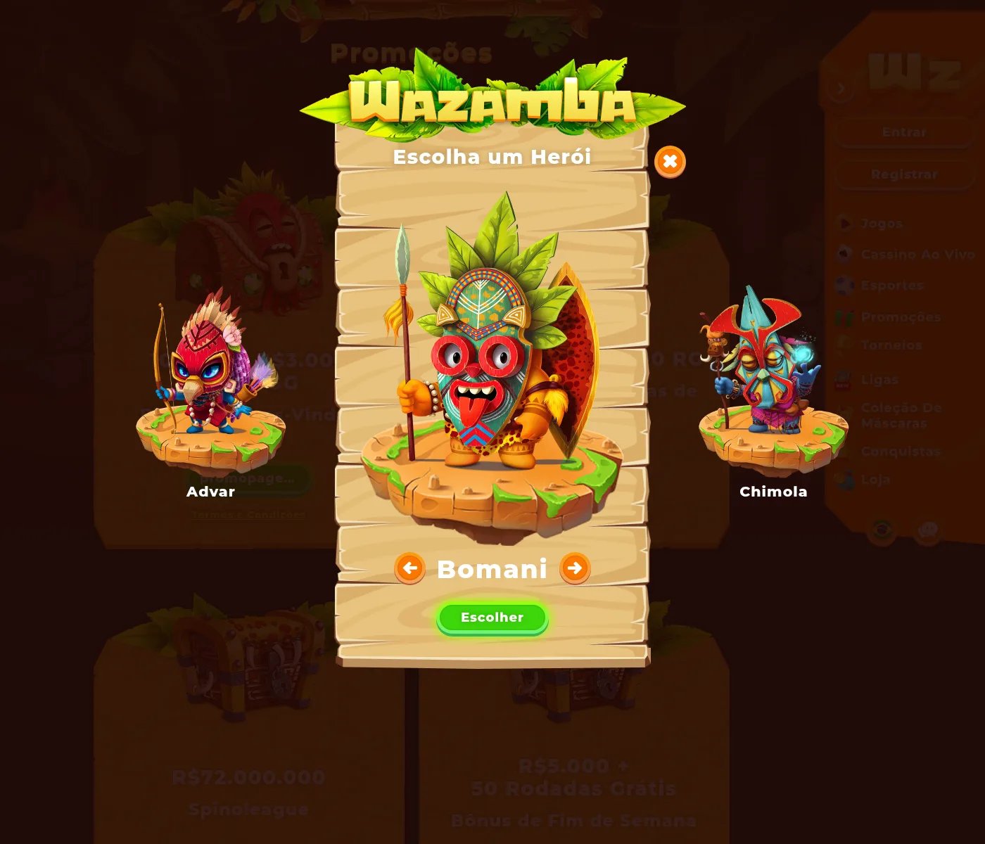 Promoções de cassino da Wazamba com cashback semanal de 15% até R$ 18.000