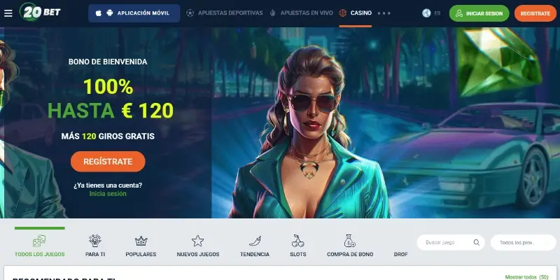 Página de casino na 20Bet
