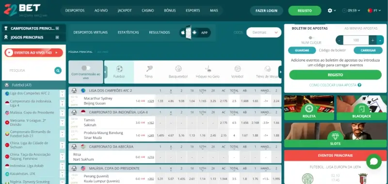 Página de apostas mundial 2026 na 22Bet