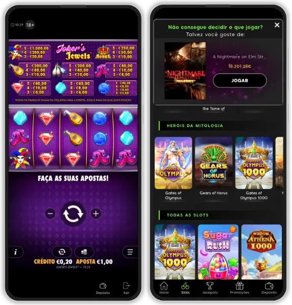 Jogos de casino na app do 888 Casino