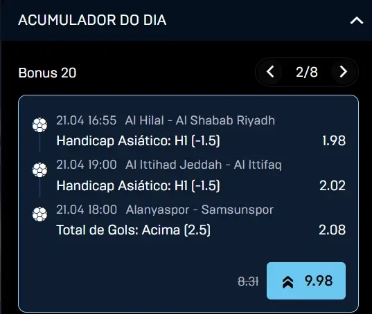 Acumulador do dia na Gizbo