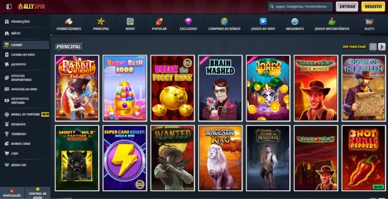 Página de casino na AllySpin
