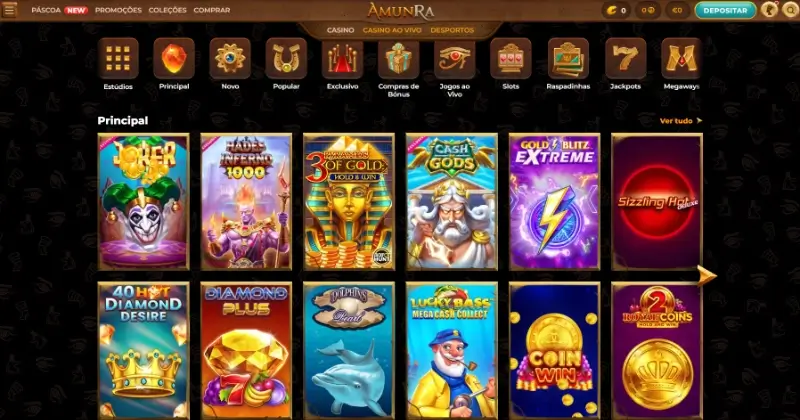 Página de casino do AmunRa