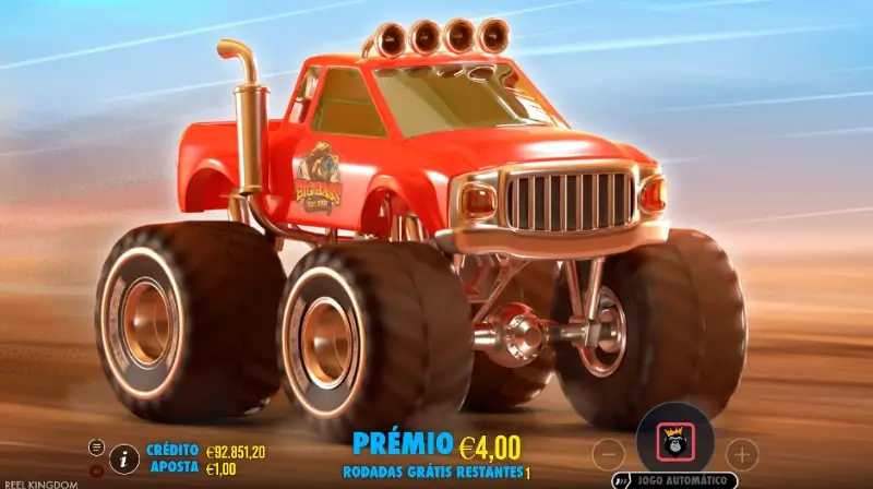 Animação do Monter truck na slot machine Big Bass Splash