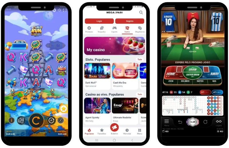 Aplicação móvel do casino da Megapari