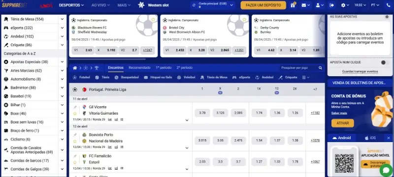 Página de apostas desportivas na SapphireBet
