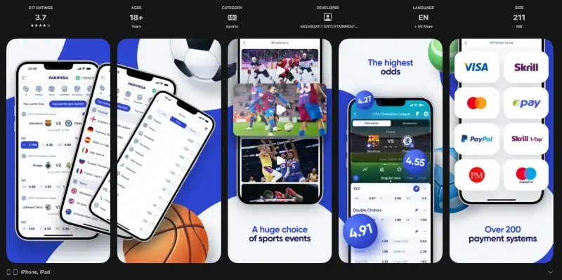 Download da Paripesa App na appstore