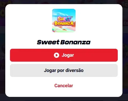 Escolher "jogar por diversão" para experimentar a slot Sweet Bonanza