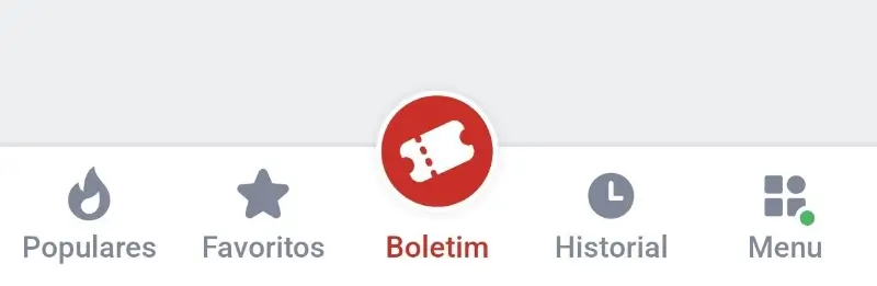 Barra de menu de desporto da Megapari App