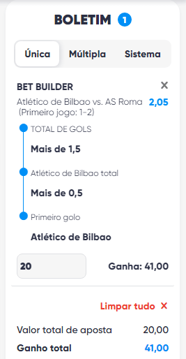 Bet builder no Cazimbo