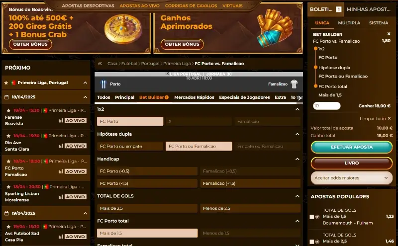 Betbuilder disponível no AmunRa