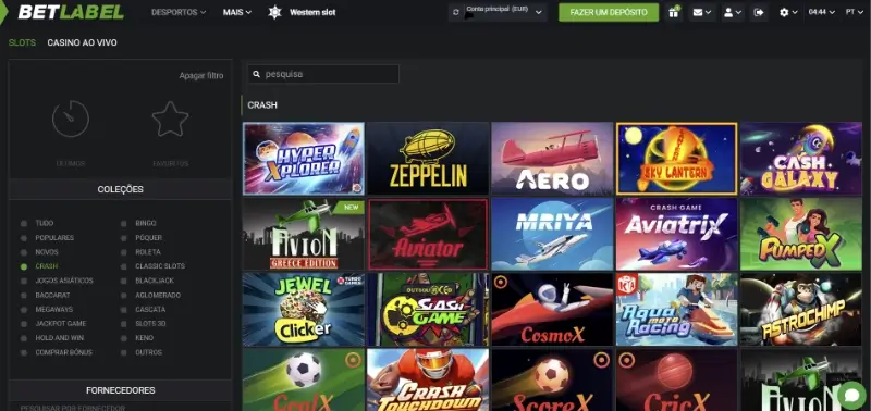 Página de jogos crash no Betlabel Casino