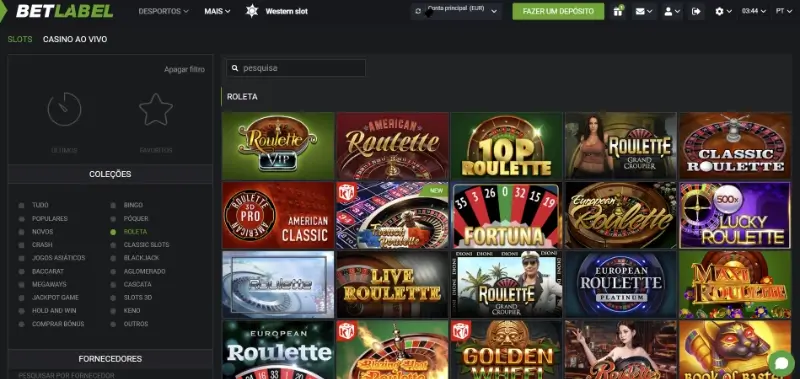 Página de jogos de mesa no casino da Betlabel